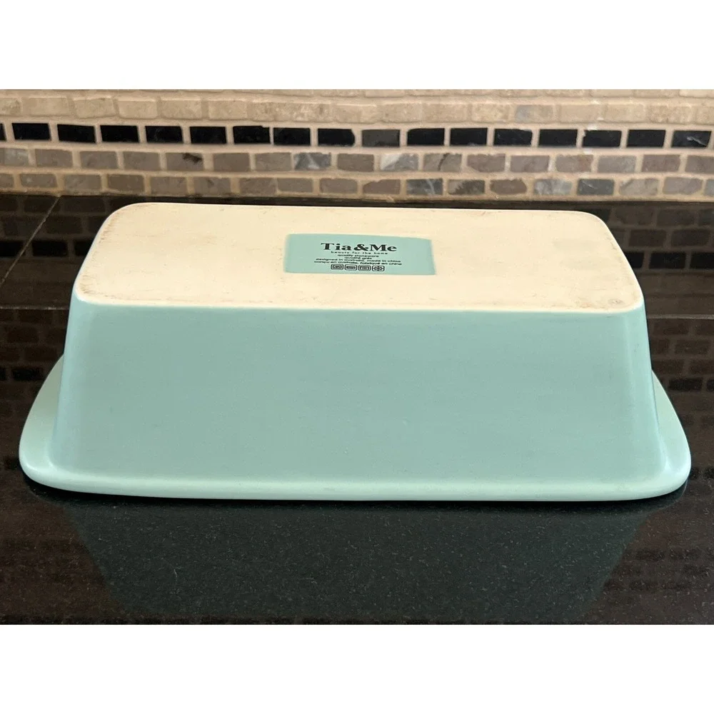 'Treat Yourself' Stoneware Loaf Pan Turquoise Bread Baking Dish Tia‎ And Me